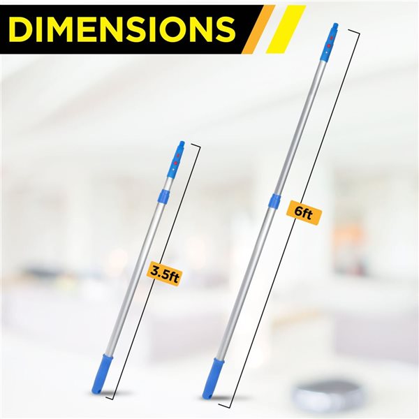 Gritt Commercial 6-ft Telescopic Aluminum Pole for Cleaning Tools - 3.5 to 6-ft Length
