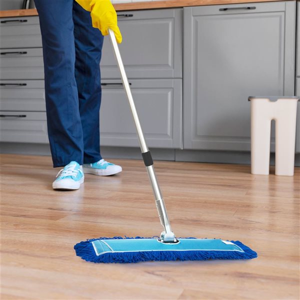 Gritt Commercial Microfibre Looped Dust Mop Pad Head 36x5-in - Blue - 3/Pck