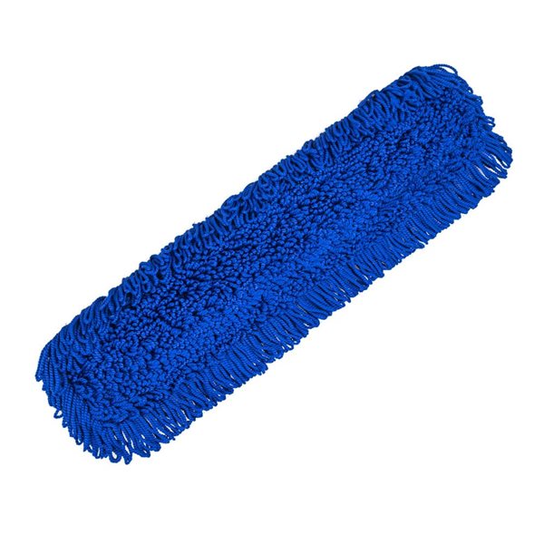 Gritt Commercial Microfibre Looped Dust Mop Pad Head 36x5-in - Blue - 3/Pck