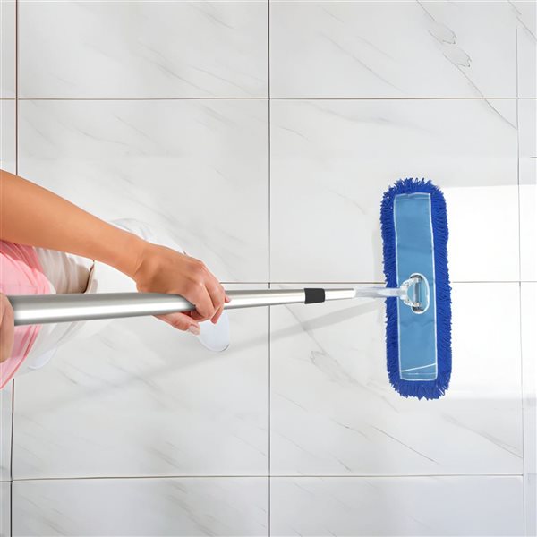 Gritt Commercial Microfibre Looped Dust Mop Pad Head 36x5-in - Blue - 3/Pck