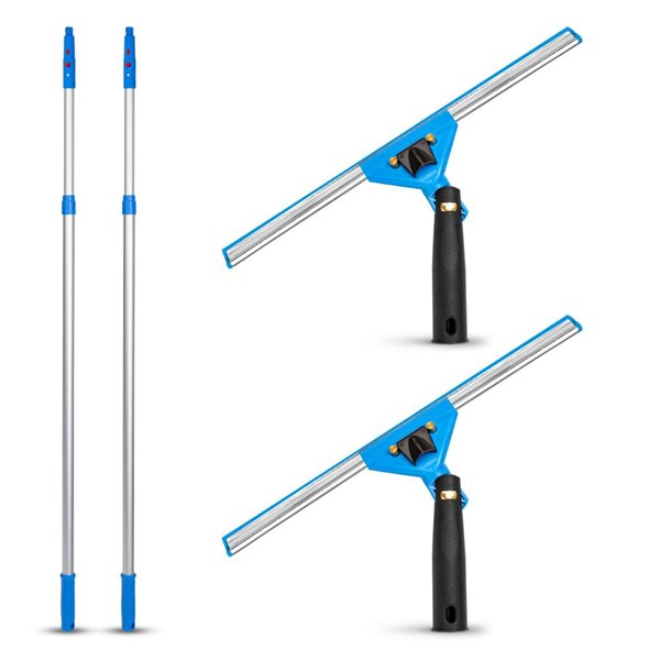 Gritt Commercial Window Washing Kit w/ 14-in Swivel Window Squeegee and 6-ft Telescopic Pole - 2/Pk