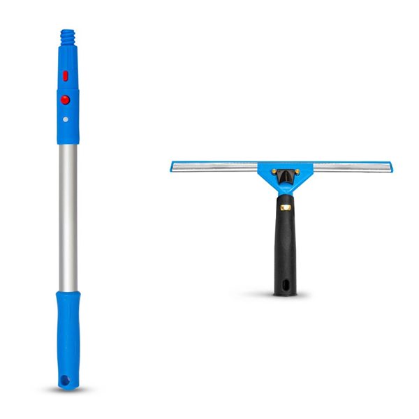 Gritt Commercial Window Washing Kit w/ 14-in Swivel Window Squeegee and 20-in Pole Handle