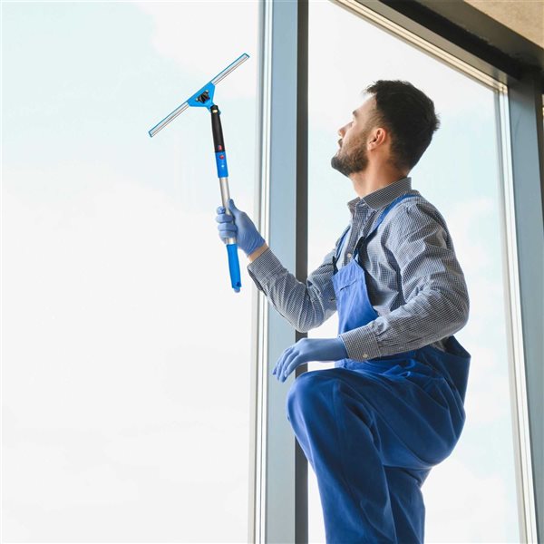 Gritt Commercial Window Washing Kit w/ 14-in Swivel Window Squeegee and 20-in Pole Handle