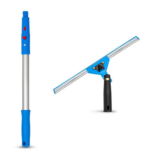 Gritt Commercial Window Washing Kit w/ 14-in Swivel Window Squeegee and 20-in Pole Handle