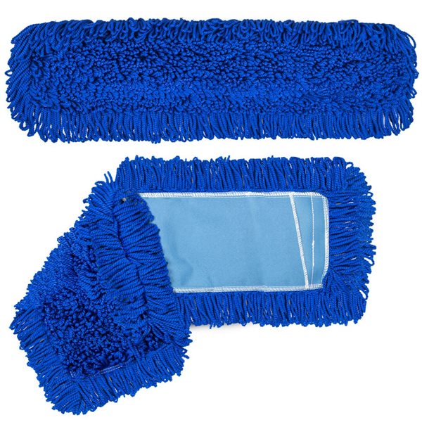 Gritt Commercial Microfibre Looped Dust Mop Pad Head 36x5-in - Blue