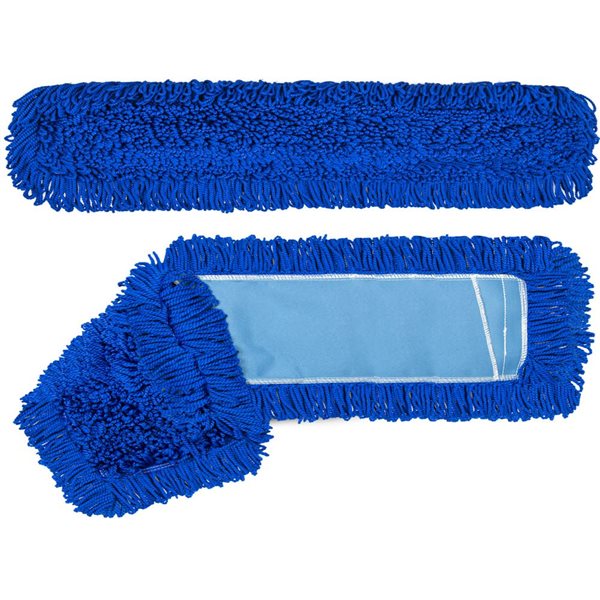 Gritt Commercial Microfibre Looped Dust Mop Pad Head - 48x5-in - Blue - 3/Pk