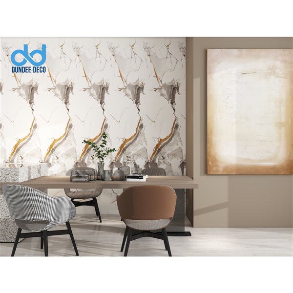 Dundee Deco 2x4-ft Faux Marble Glossy Wall Panels 4/Pk - White/Black/Brown