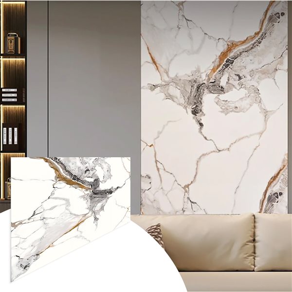 Dundee Deco 2x4-ft Faux Marble Glossy Wall Panels 4/Pk - White/Black/Brown