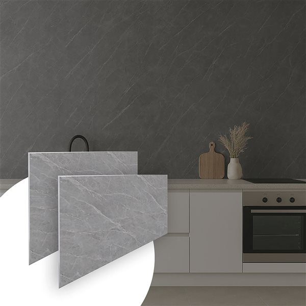 Dundee Deco 2x4-ft Faux Stone Matte Wall Panels 4/Pk - Dark Grey