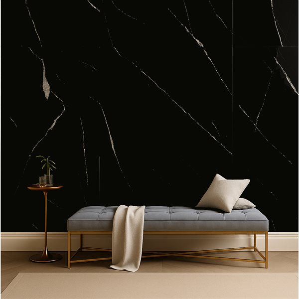 Dundee Deco 2x4-ft Faux Marble Glossy Wall Panels 4/Pk - Black/White