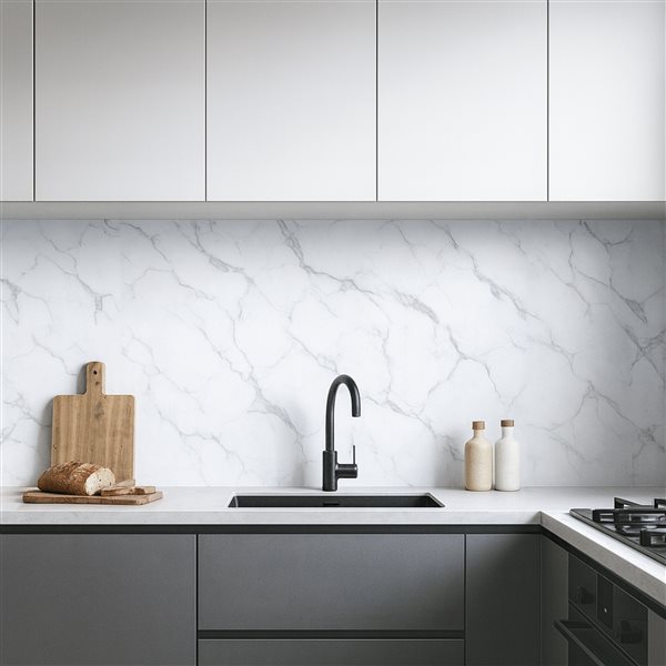 Dundee Deco 2x4-ft Faux Marble Matte Wall Panels 4/Pk - Off White/Grey/Tan