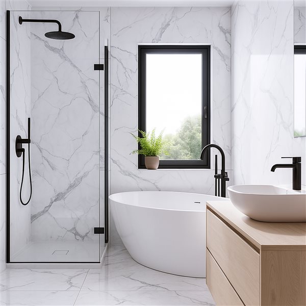 Dundee Deco 2x4-ft Faux Marble Matte Wall Panels 4/Pk - Off White/Grey/Tan