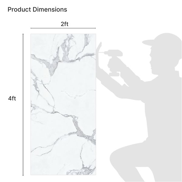 Dundee Deco 2x4-ft Faux Marble Matte Wall Panels 4/Pk - Off White/Grey/Tan