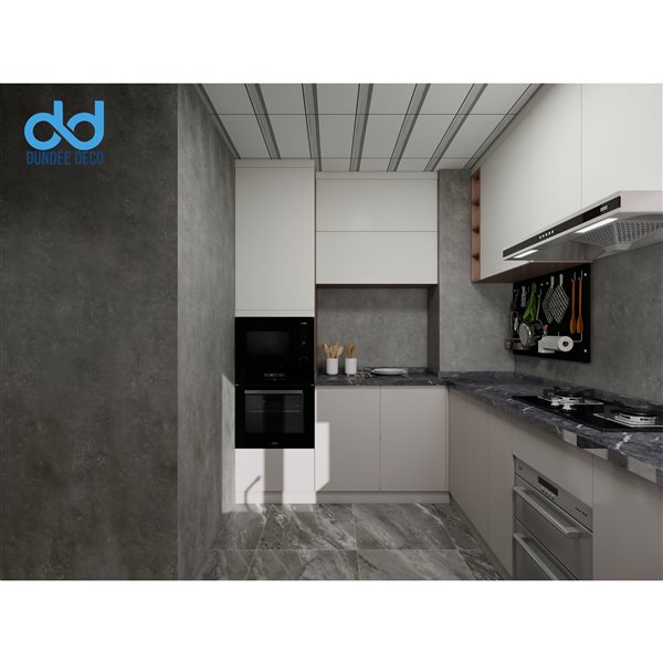 Dundee Deco 2x4-ft Faux Stone Matte Wall Panels 4/Pk - Black/Grey