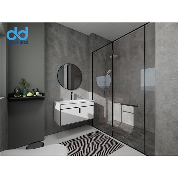 Dundee Deco 2x4-ft Faux Stone Matte Wall Panels 4/Pk - Black/Grey