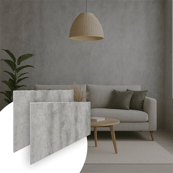 Dundee Deco 2x4-ft Faux Stone Matte Wall Panels 4/Pk - Black/Grey