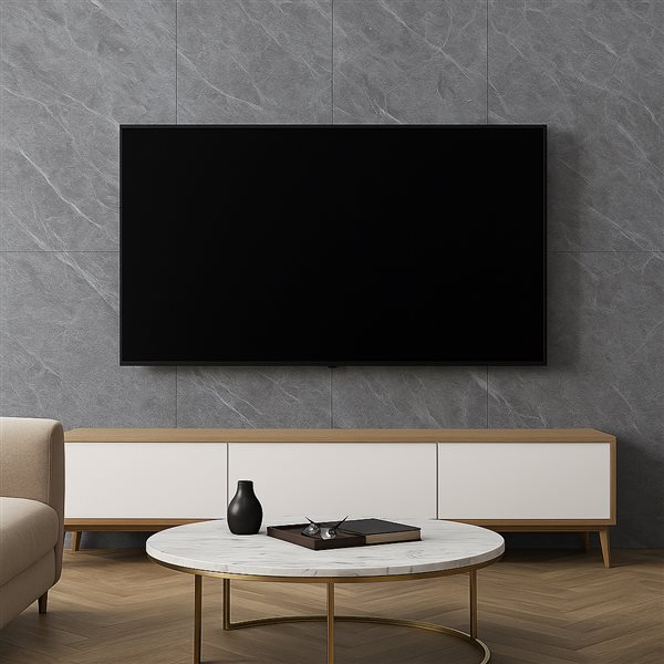 Dundee Deco 2x4-ft Faux Stone Matte Wall Panels 4/Pk - Black/Grey