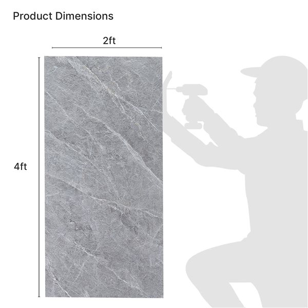 Dundee Deco 2x4-ft Faux Stone Matte Wall Panels 4/Pk - Black/Grey