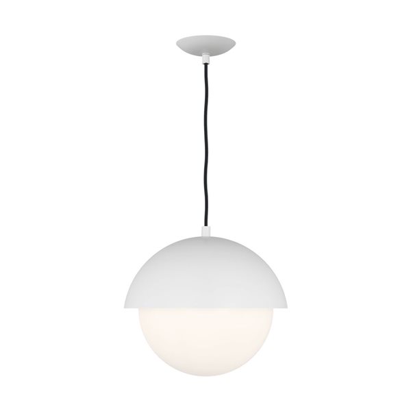 Generation Lighting Hyde Steel Medium Opal Glass Pendant Light - Matte White