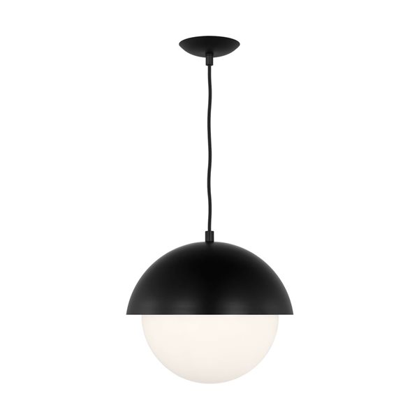 Generation Lighting Hyde Steel Opal Glass Medium Pendant Light - Black