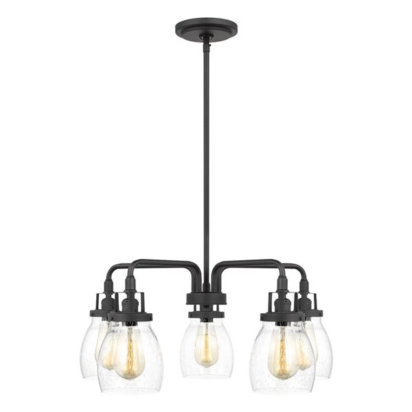 Generation Lighting Belton Transitional Tiered Steel Five-Light Chandelier - Polished Black