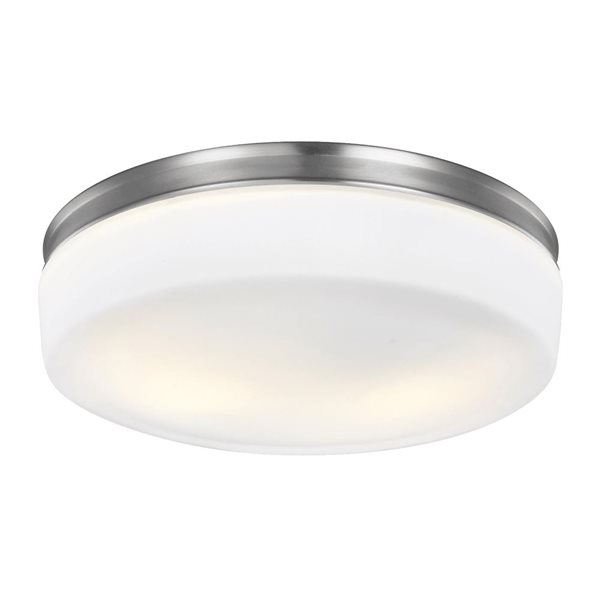 Generation Lighting Issen Round Etched Glass Ceiling Semi-Flush Mount - Satin Nickel