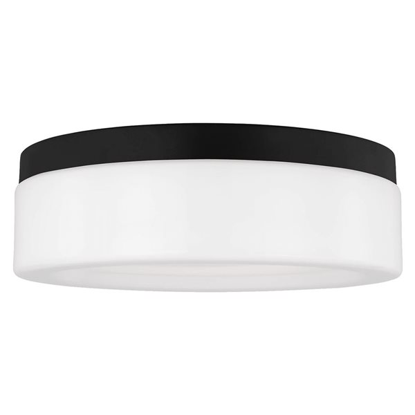 Generation Lighting Rhett Medium Round Etched Glass Ceiling Semi-Flush Mount - Black