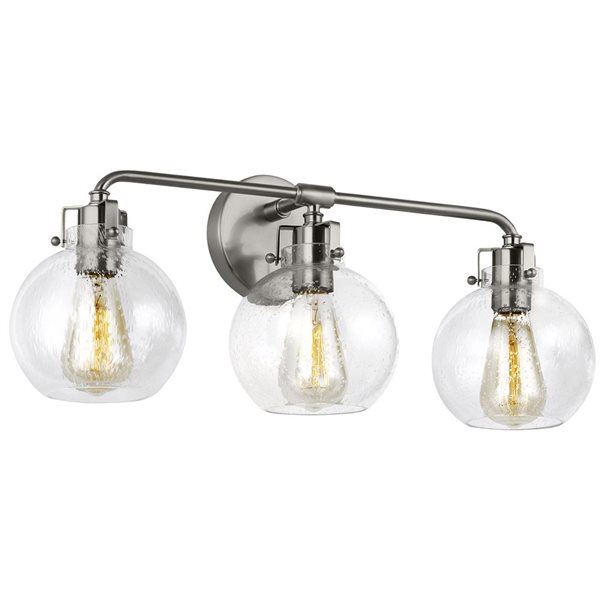 Generation Lighting Clara 3-Light Nickel Vanity Light Bar