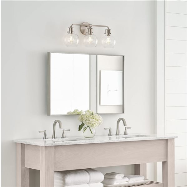 Generation Lighting Clara 3-Light Nickel Vanity Light Bar