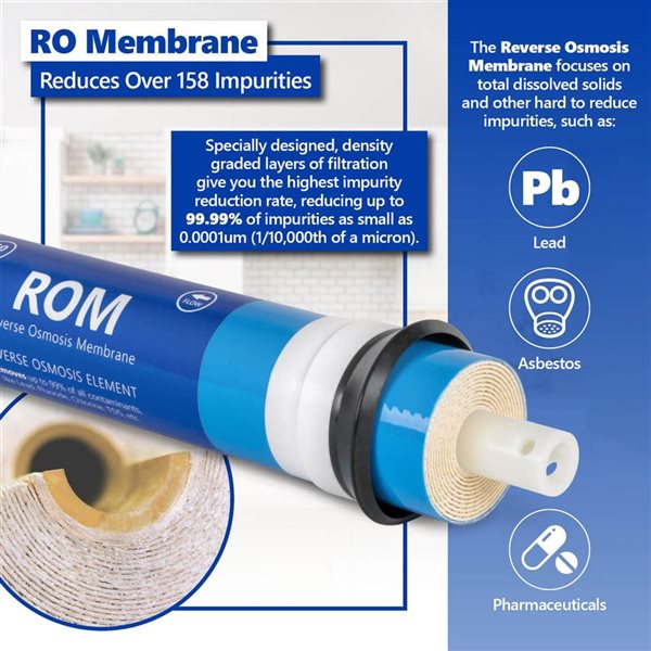 Express Water 1-Year 10-Filter 100 GPD RO Membrane Alkaline Reverse Osmosis Filter Set - 10-in Under Sink