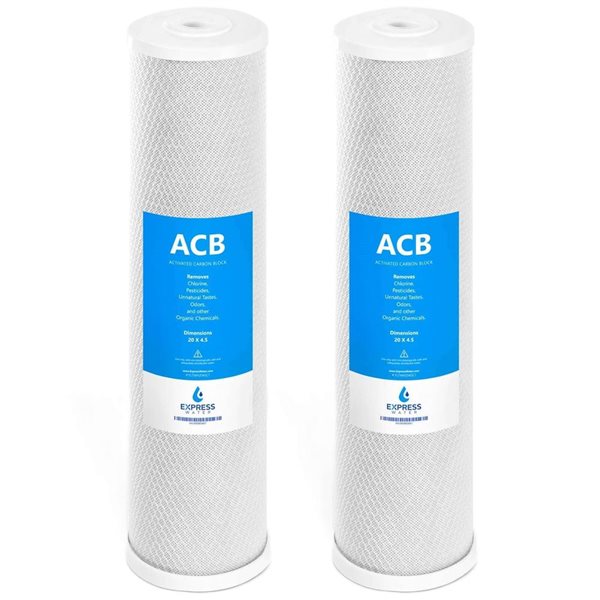 Express Water Whole House 2-Pack Activated Carbon 5 Micron Block Filter - 4.5 x 20-in