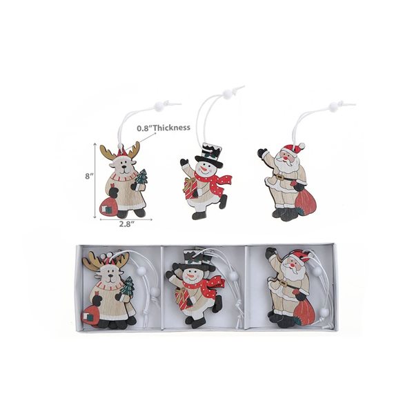 iH casadécor Wooden Christmas Multicolour Plastic Hanging Ornaments - 2/Pack