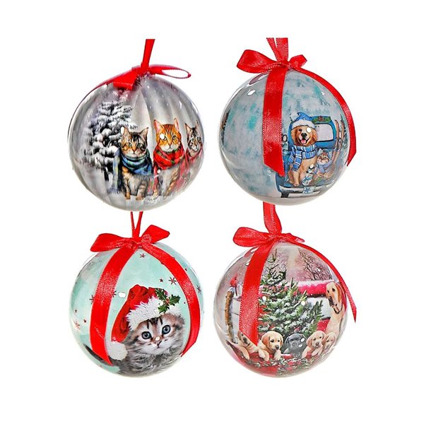 iH casadécor Cats and Dogs Ribbon Multicolour Plastic Hanging Ornaments - 12/Pack