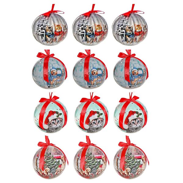 iH casadécor Cats and Dogs Ribbon Multicolour Plastic Hanging Ornaments - 12/Pack