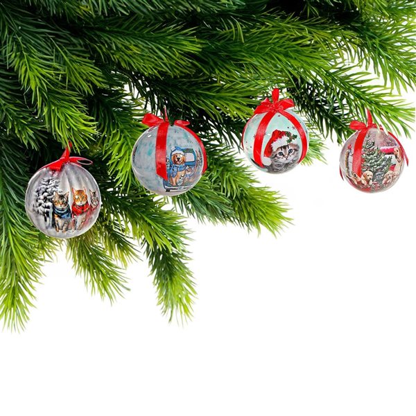 iH casadécor Cats and Dogs Ribbon Multicolour Plastic Hanging Ornaments - 12/Pack