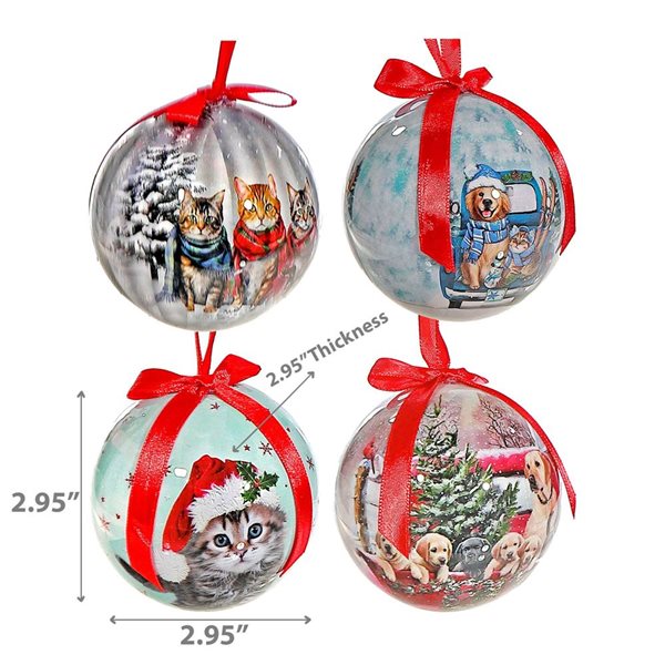 iH casadécor Cats and Dogs Ribbon Multicolour Plastic Hanging Ornaments - 12/Pack