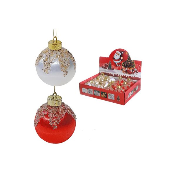 iH casadécor Satin Beaded Ball Multicolour Plastic Hanging Ornaments  - 12/Pack