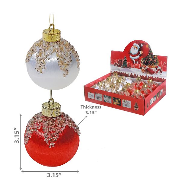 iH casadécor Satin Beaded Ball Multicolour Plastic Hanging Ornaments  - 12/Pack