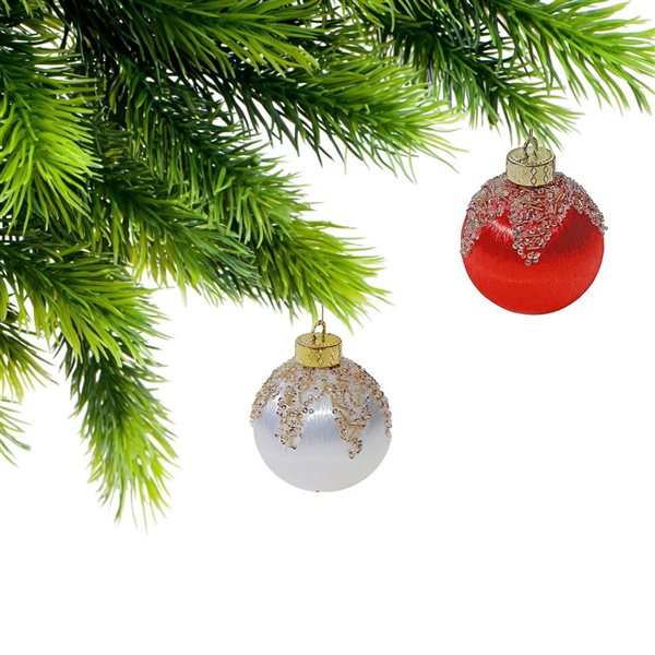 iH casadécor Satin Beaded Ball Multicolour Plastic Hanging Ornaments  - 12/Pack