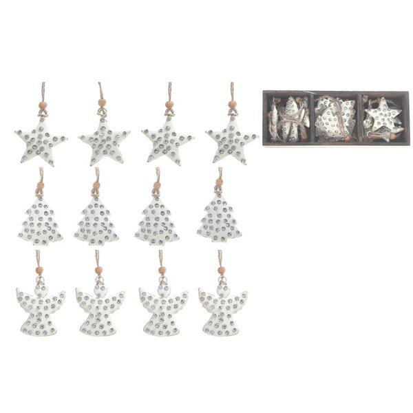 iH casadécor Gem Studded Angel Tree Star White Plastic Hanging Ornament - 1/Pack