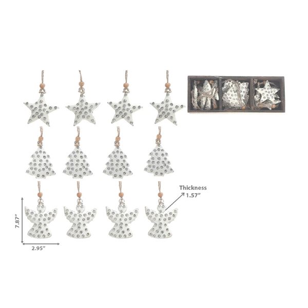 iH casadécor Gem Studded Angel Tree Star White Plastic Hanging Ornament - 1/Pack