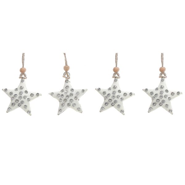 iH casadécor Gem Studded Angel Tree Star White Plastic Hanging Ornament - 1/Pack