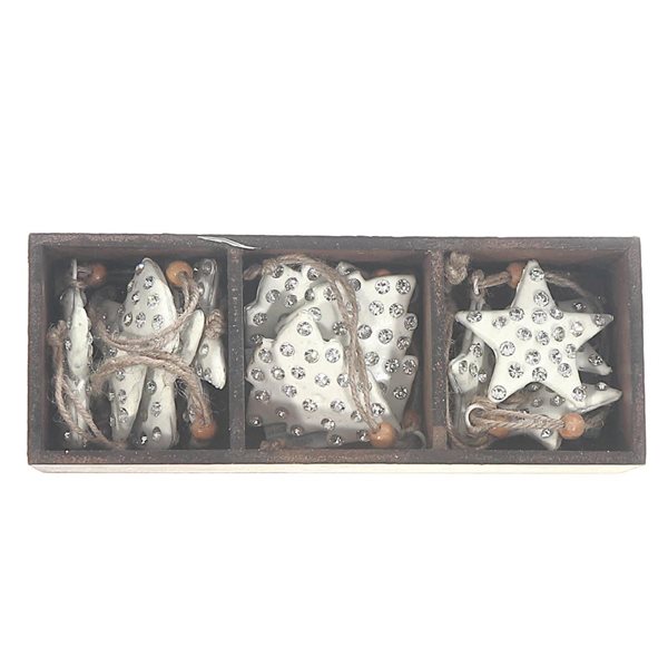 iH casadécor Gem Studded Angel Tree Star White Plastic Hanging Ornament - 1/Pack