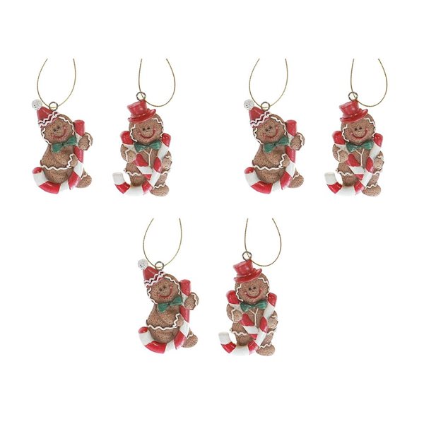 iH casadécor Polyresin Gingerbread Multicolour Plastic Hanging Ornaments - 6/Pack