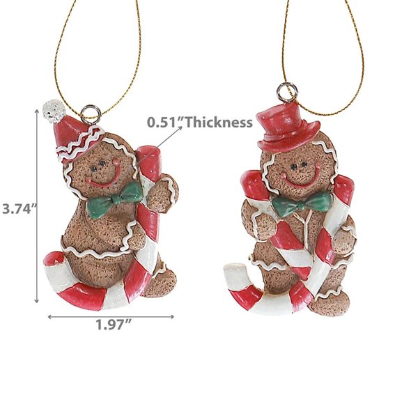 iH casadécor Polyresin Gingerbread Multicolour Plastic Hanging Ornaments - 6/Pack