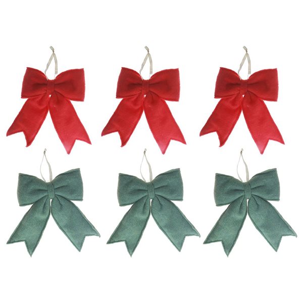iH casadécor Felt Bow Multicolour Plastic Hanging Ornaments - 6/Pack