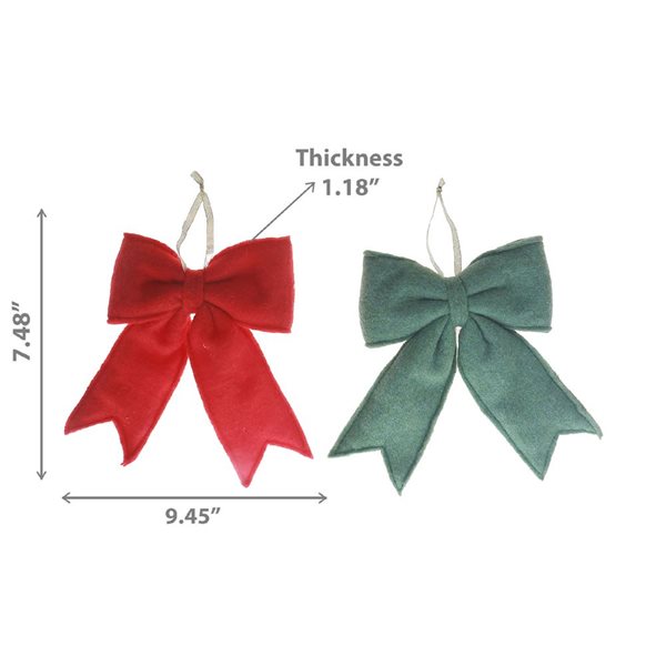 iH casadécor Felt Bow Multicolour Plastic Hanging Ornaments - 6/Pack