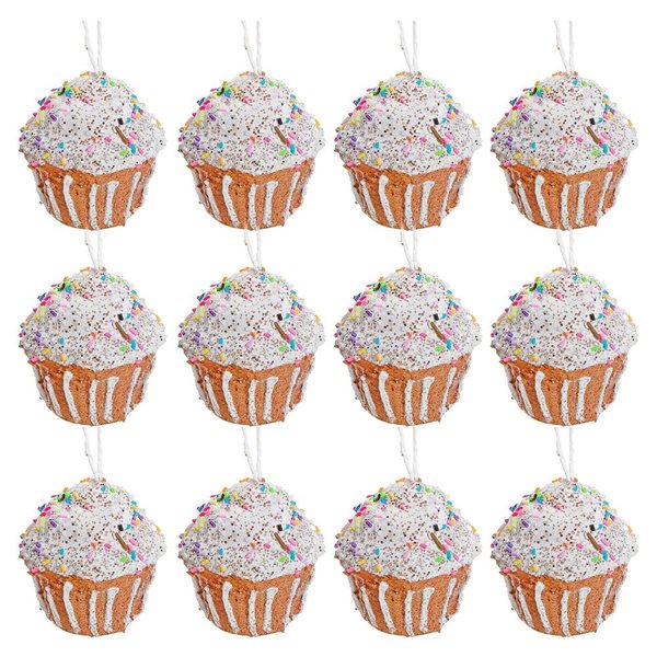 iH casadécor Cupcake Multicolour Plastic Hanging Ornaments - 12/Pack