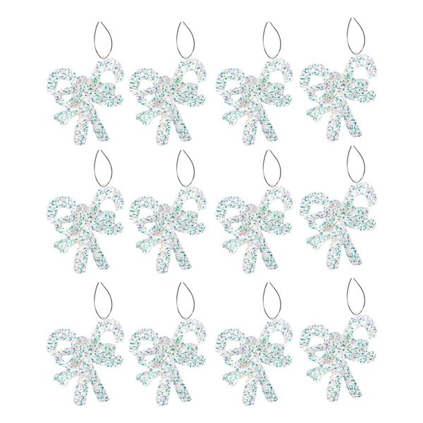 iH casadécor Whimsical Candy Cane Silver Plastic Hanging Ornaments - 12/Pack