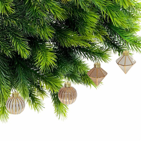 iH casadécor Glitter Diamond and Ball Champagne Plastic Hanging Ornaments - 12/Pack